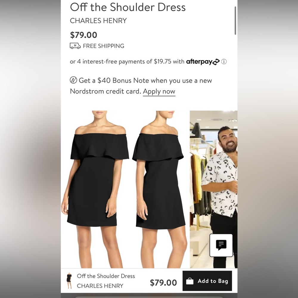 Like new Charles Henry off the shoulder black dress.  Size small